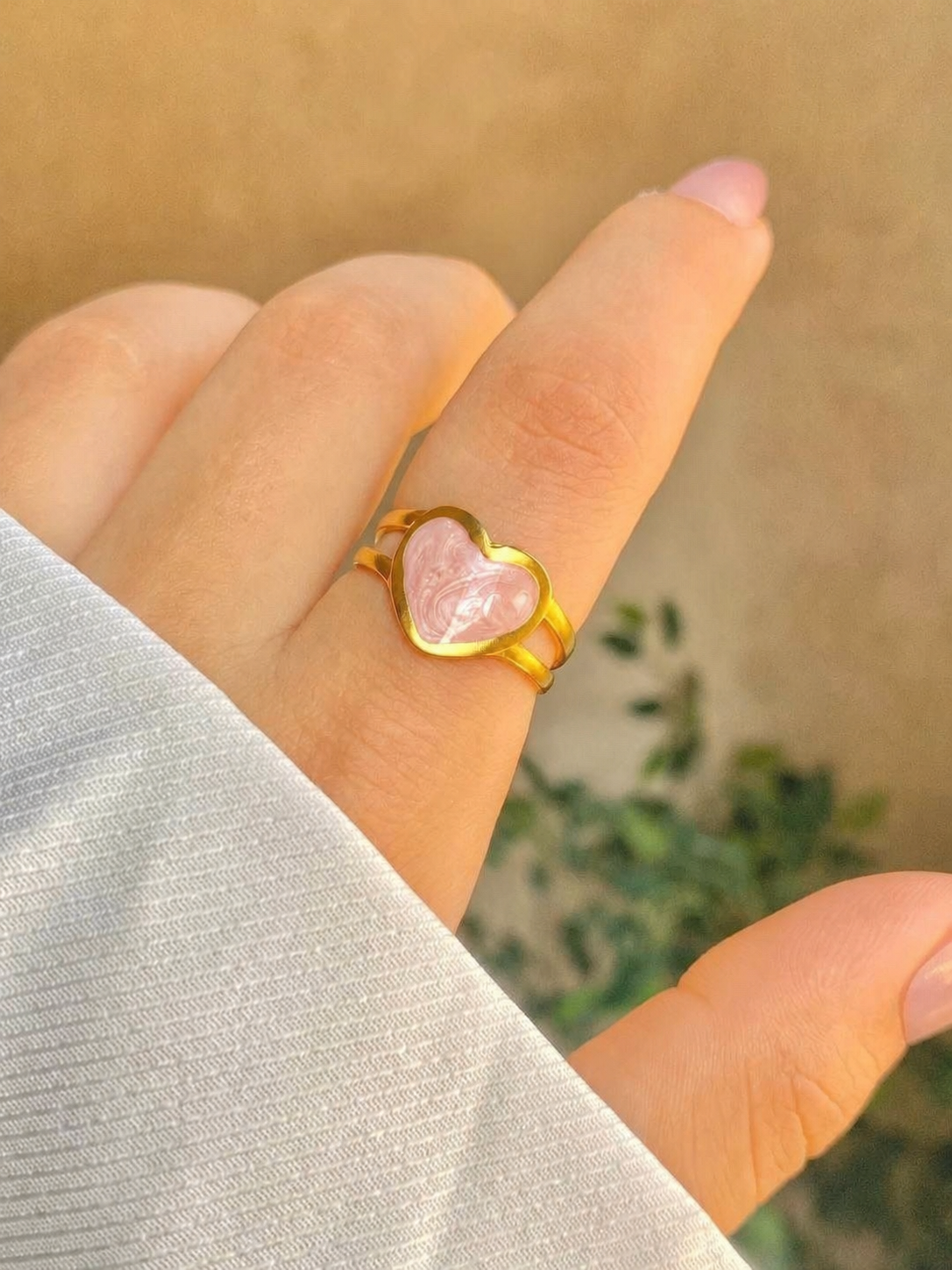 Blush Heart Glow Ring- Adjustable