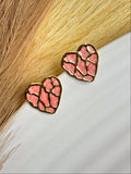 Blush Mosaic Heart Stud Earring