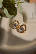 Golden Aura Solitaire Sculpt Earring