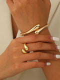 Sculpted Gold Kada & Ring Set