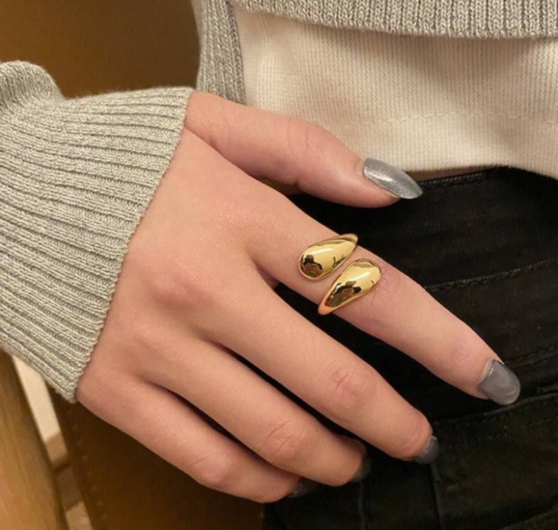 Sculpted Gold Kada & Ring Set
