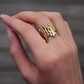 Textured Melt Gold Statement Ring- Adjustable
