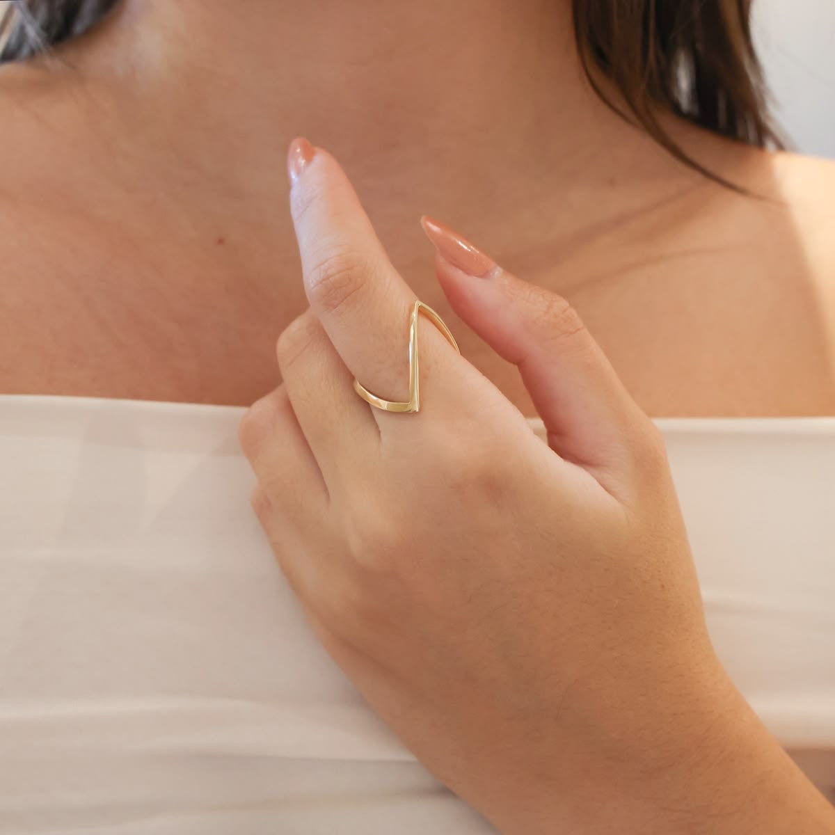 Minimal V-Shaped Gold Ring