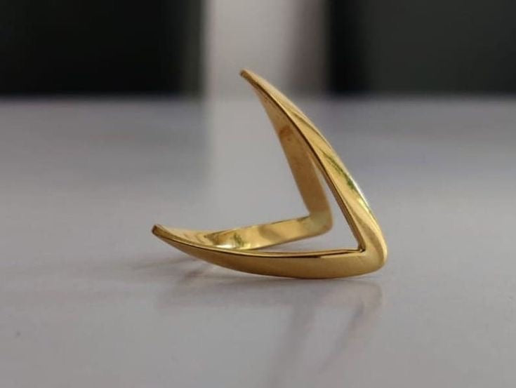 Minimal V-Shaped Gold Ring