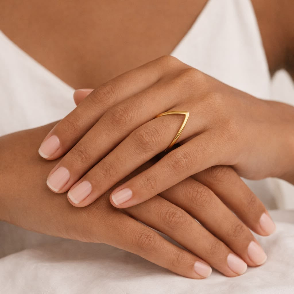 Minimal V-Shaped Gold Ring