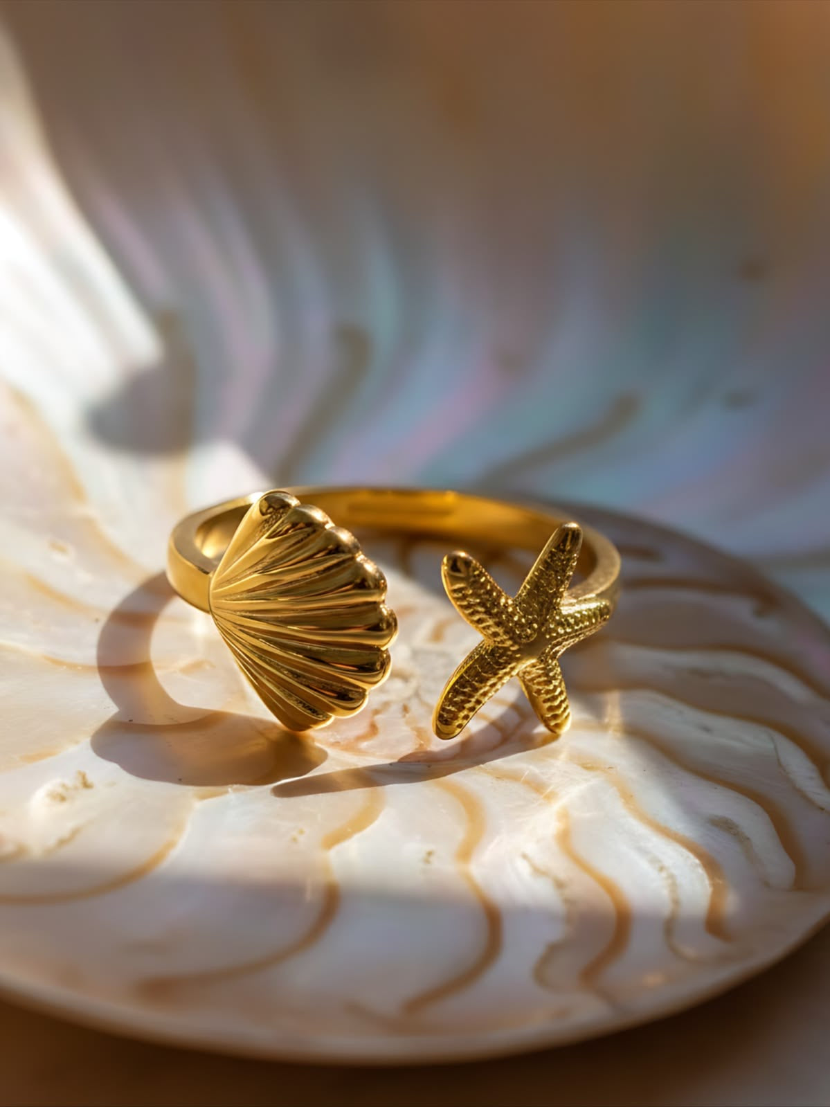 Ocean Muse Dual Charm Ring- Adjustable
