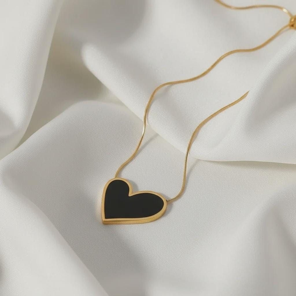 Midnight Heart Gold Necklace