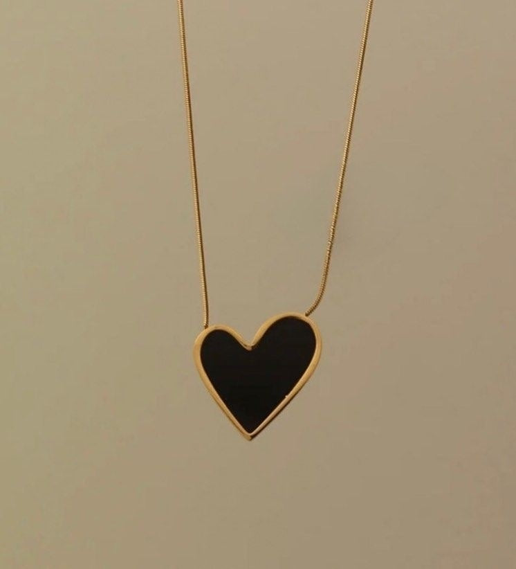 Midnight Heart Gold Necklace